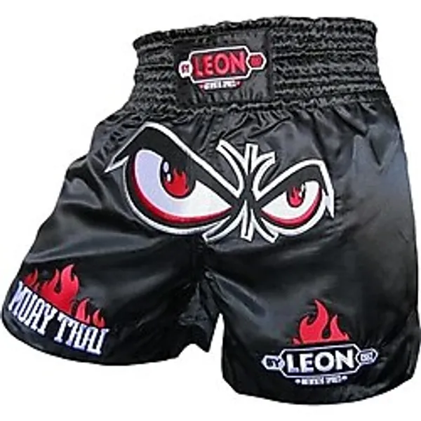 By Leon 1982 Unisex Siyah Leon No Fear Nakışlı Profesyonel Muay Thai Ve Kick Boks Şortu