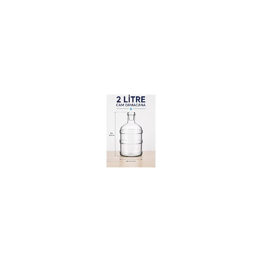 ByKurt Cam Damacana Su Şişesi 2 Litre - Şeffaf - 2 lt