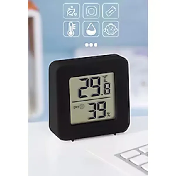 ByKurt Mini LCD Dijital Sıcaklık Nem Ölçer Termometre Higrometre - Duvara Takılabilir Siyah