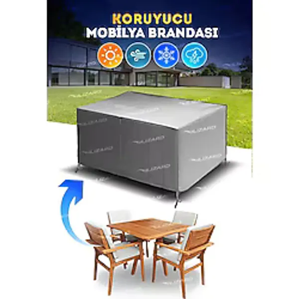 ByLizard Bahçe Mobilya Koruma Örtüsü 320x200x80 Cm Gri Su Geçirmez