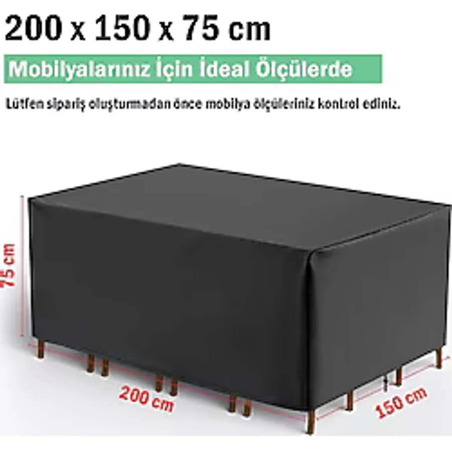 ByLizard Bahçe Mobilya Koruma Örtüsü Branda -Su Geçirmez - Gri - 200x150x75