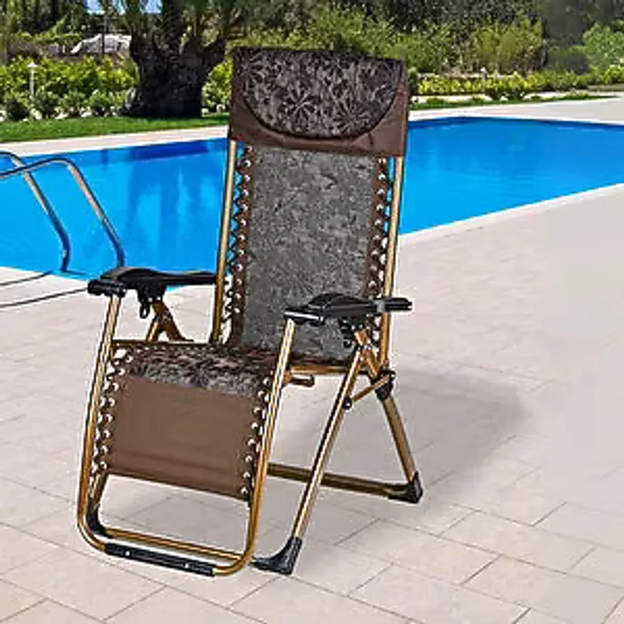 Bysay Şezlong Sandalye Koltuk Şezlong Kamp Sandalyesi Katlanır Pozisyonlu (Kahverengi)