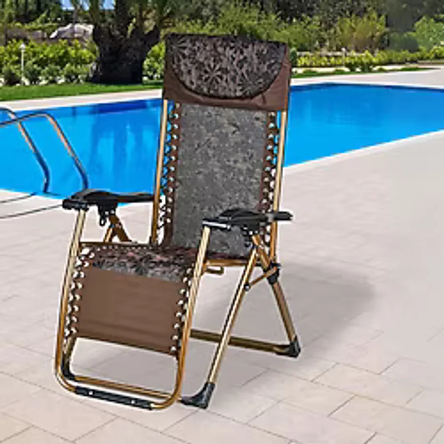 Bysay Şezlong Sandalye Koltuk Şezlong Kamp Sandalyesi Katlanır Pozisyonlu (Kahverengi)