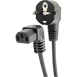 C13 Power Kablo - 90 Derece L Uc - Dik Acili - Standart Power Kablosu - 1.8 Mt