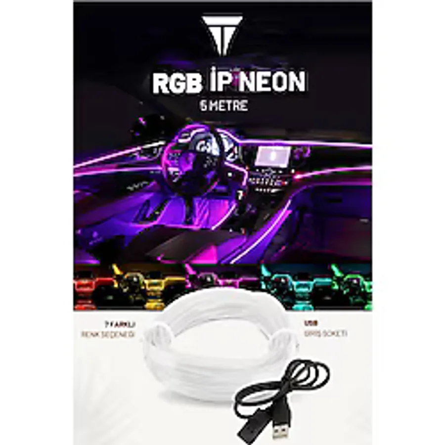 C9 Rgb Araç Içi Atmosfer Ambiyans Ip Neon Torpido Led 5 Metre usb girişli