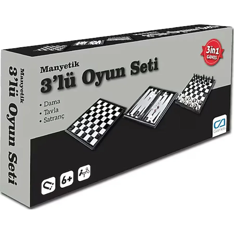 Ca Games Norm Mıktanıslı 3'lü Oyun Seti: Dama, Tavla ve Satranç 6+ Yaş İçin Eğlenceli Oyun
