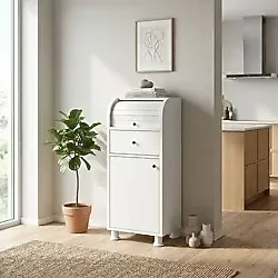 Cabana %100 Mdf Çekmeceli Ve Raflı Ekmeklik Dolabı - Kaydırmaz Kulplu Beyaz