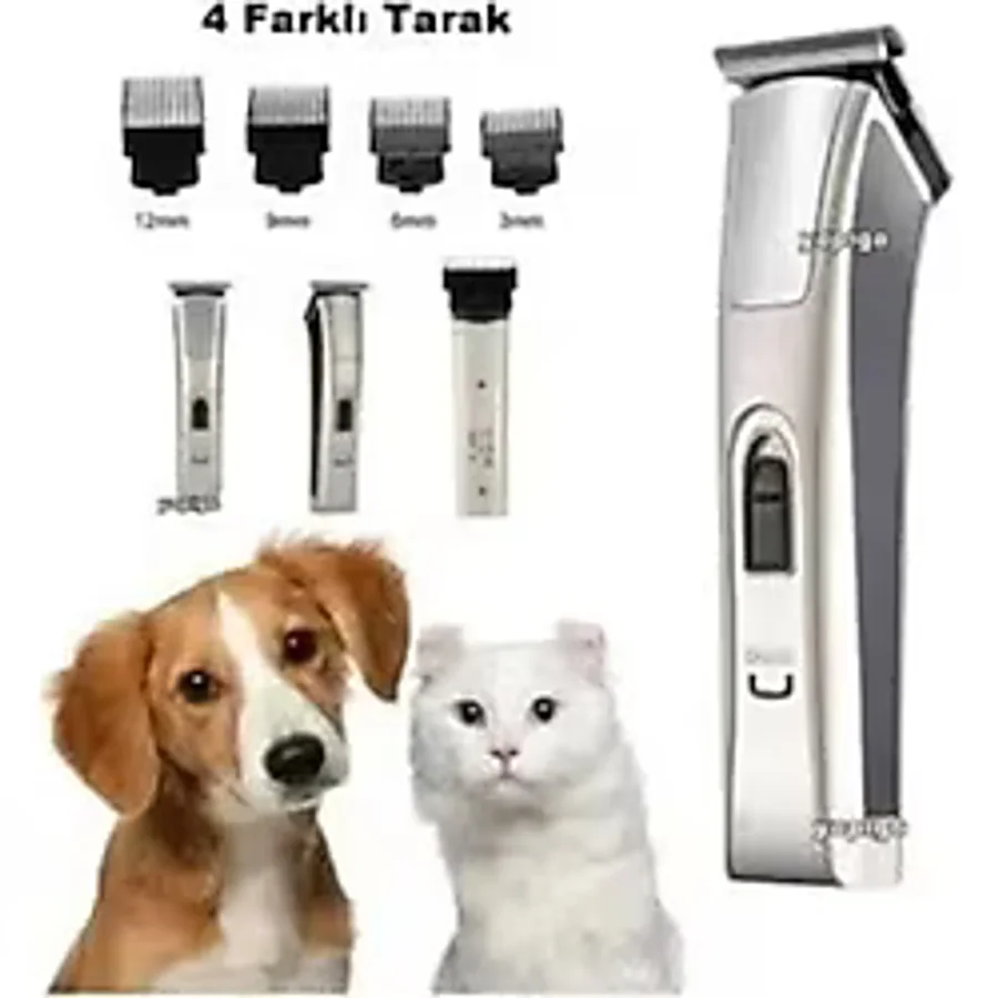 caddeoutlet Pet-128 Kedi Köpek Tıraş Seti Pet Evcil Hayvan Tüy Kesme Traş Tıraş Makinesi