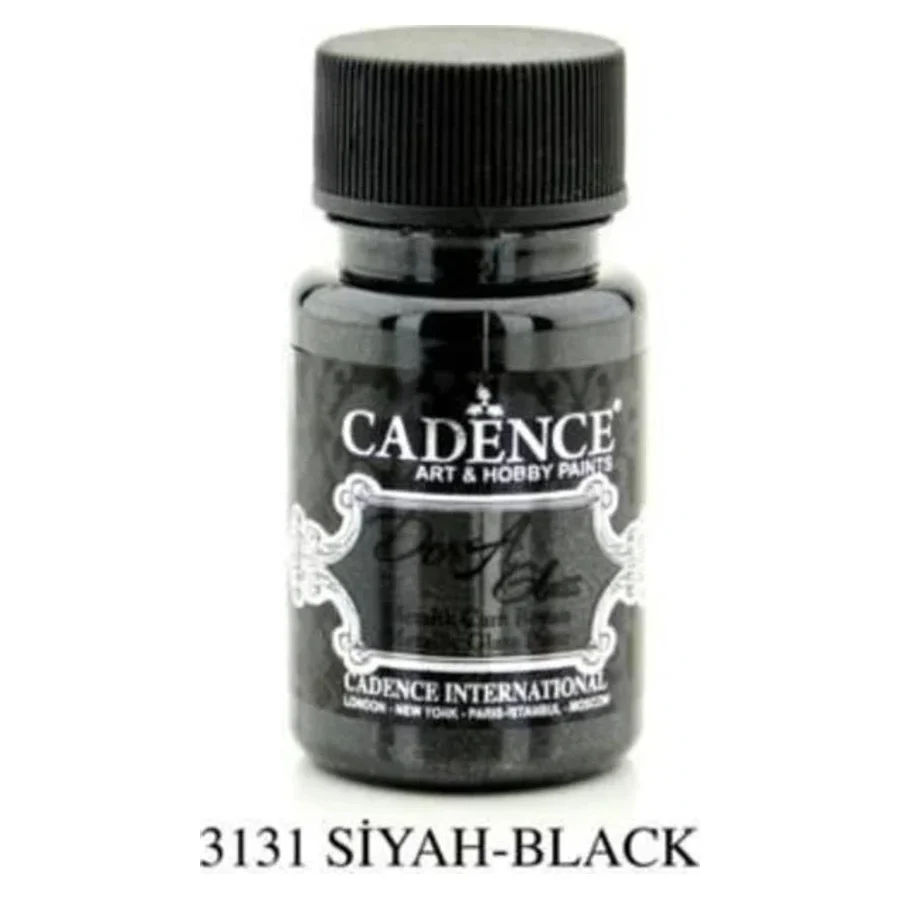 Cadence Dora Glass Metalik Cam Boyası 50ml 3131 Siyah