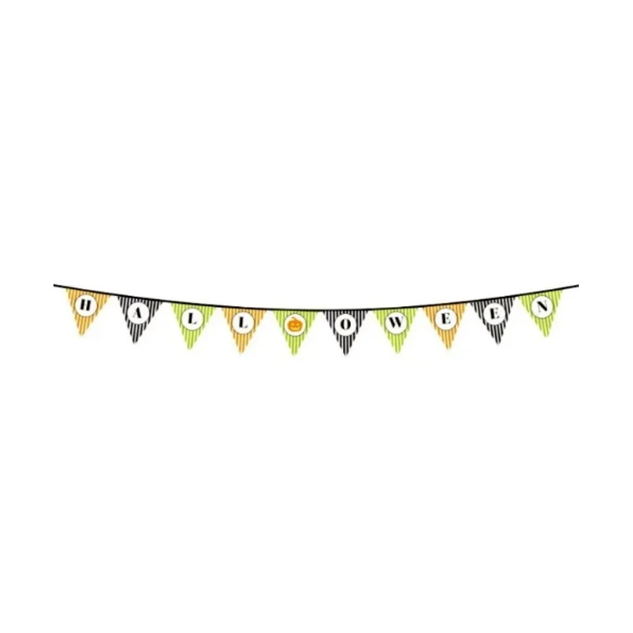 Cadılar Bayramı Kabak Temalı Halloween Yazılı Banner Süs Flama 3 Metre