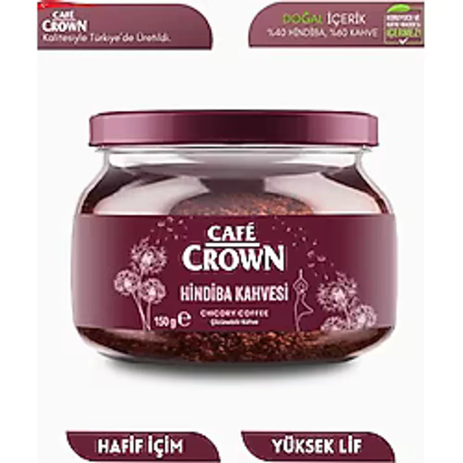 Cafe Crown Hindiba Kahvesi 150 gr Yumuşak Lezzetli Türkiye Menşeli Organik Granül Kahve