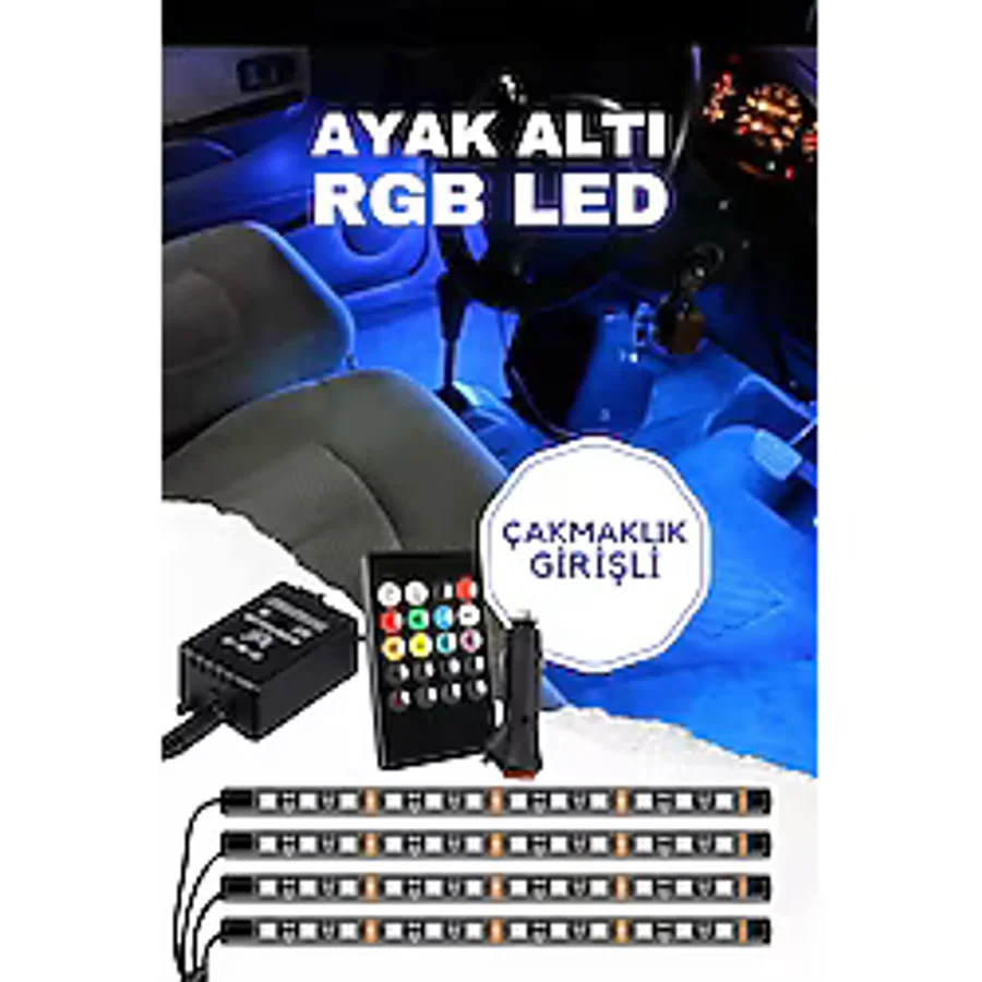Çakmaklık Girişli Rgb Ayak Altı Led Sese Duyarlı Led Müziğe Duyarlı 12 Led
