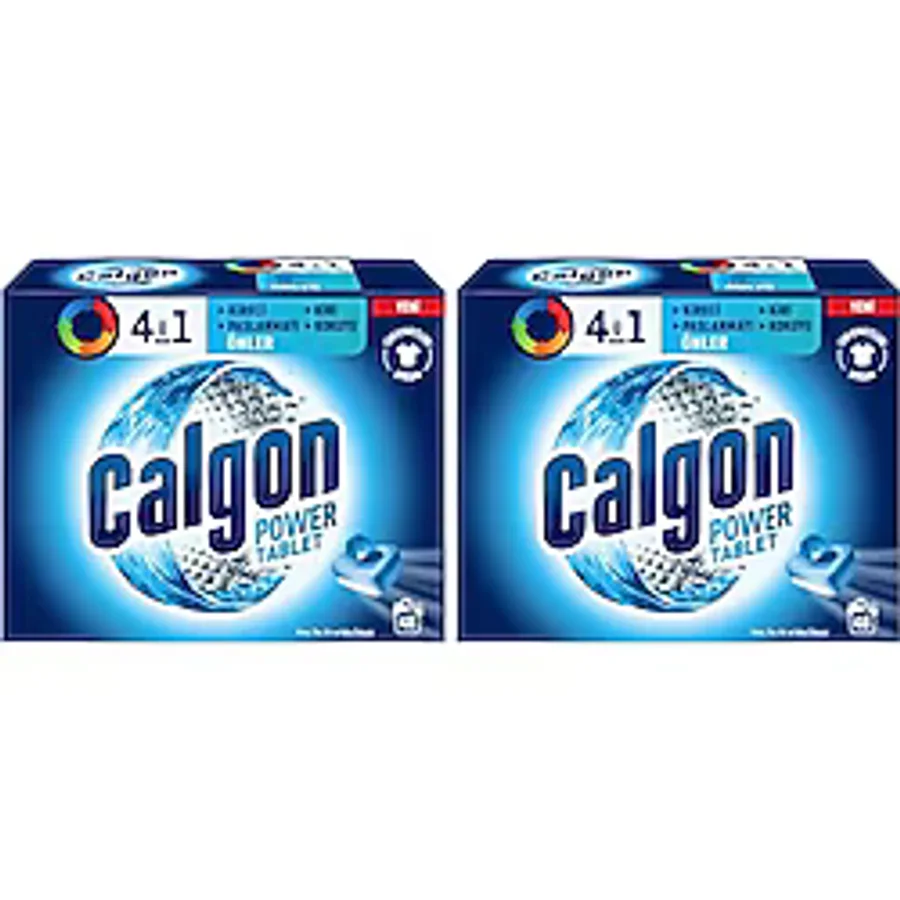 Calgon 4'ü 1 Arada Çamaşır Makinesi Kir, Kireç ve Koku Önleyici Tablet (1x 40 Tablet) (2 paketi)