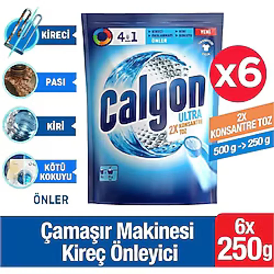 Calgon Toz 250 gr 6'lı Kireç Önleyici
