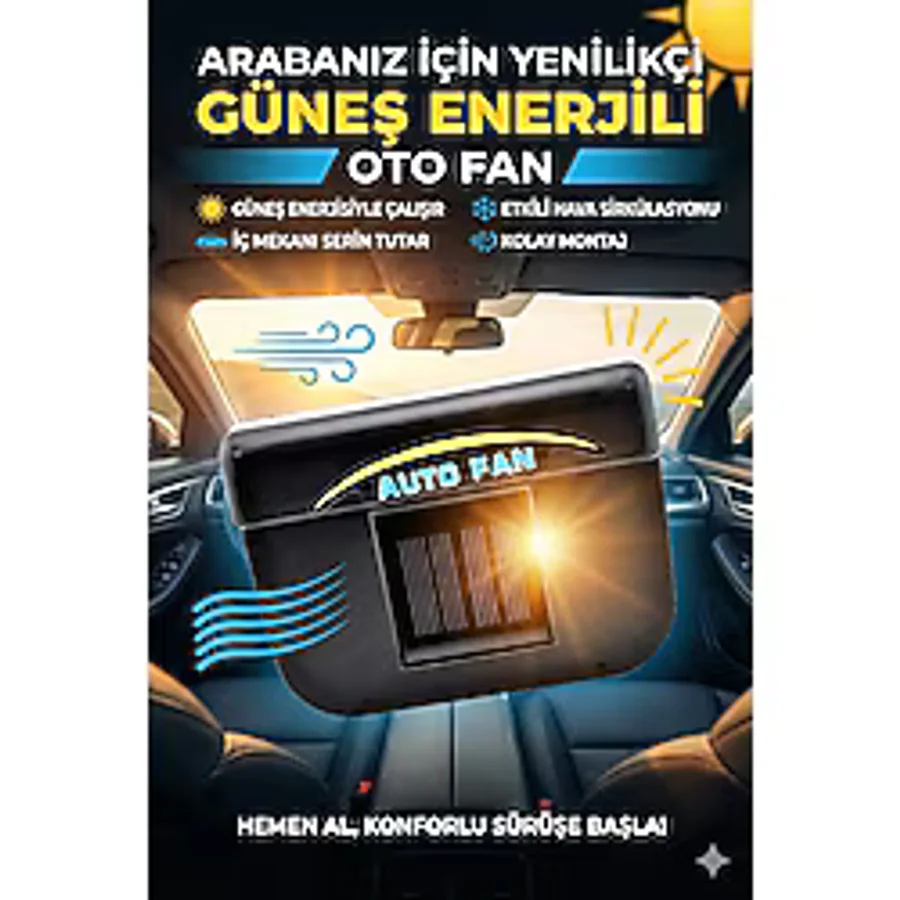 CALIBURN Güneş Enerjili Araç İçi Soğutucu Fan - Otomatik Oto Cam Havalandırma Sistemi