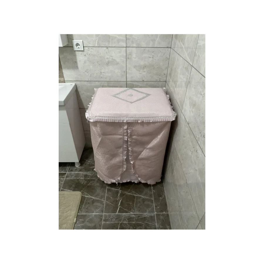 Çalışkan Çeyiz Evi Modern Lüx Simli Çamaşır Makinesi Örtüsü Pudra Makine Örtüsü