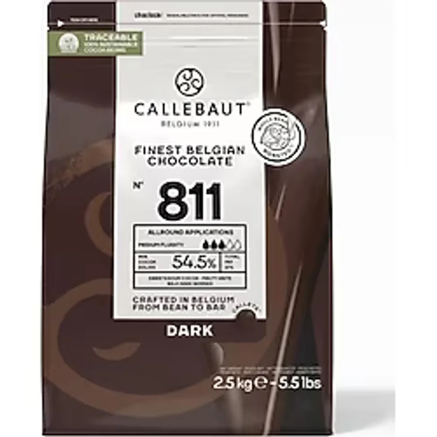 Callebaut 811 Bitter Kuvertür Drop Çikolata 2.5 Kg %54.5 Kakao Oranı ile Yoğun Lezzet