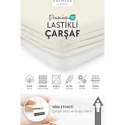 Calmera %100 Pamuk Penye Lastikli Çarşaf Çift Kişilik 150 x 200 cm - Ekru