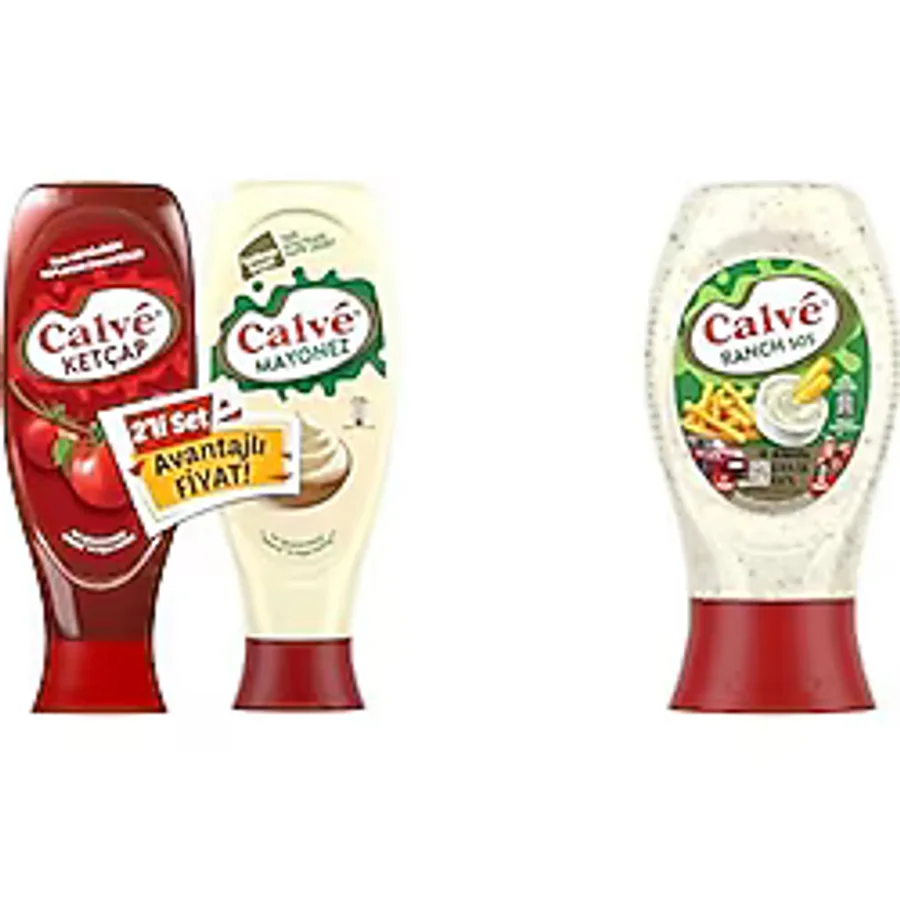 Calve Ketçap 610 g + Mayonez 540 g 2'li Set ve Calve Soslar Ranch Sos 245 g