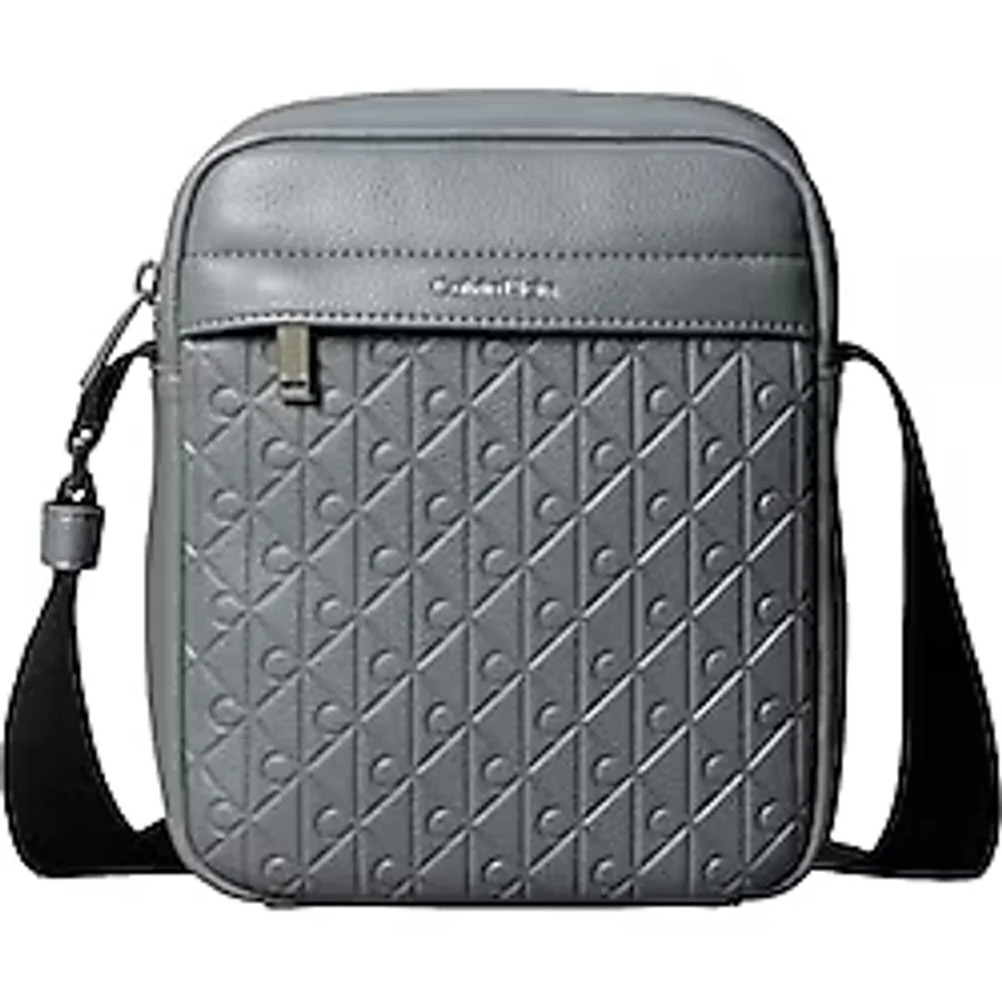 Calvin Klein Gri Erkek Postacı Çantası EMBLEM AOP EMBOSS REPORTER