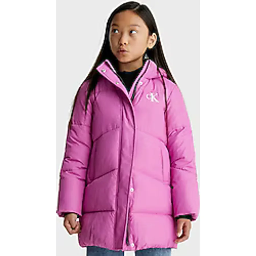 Calvin Klein IG0IG02059VTA Kapüşonlu Pembe Kız Çocuk Şişme Mont
