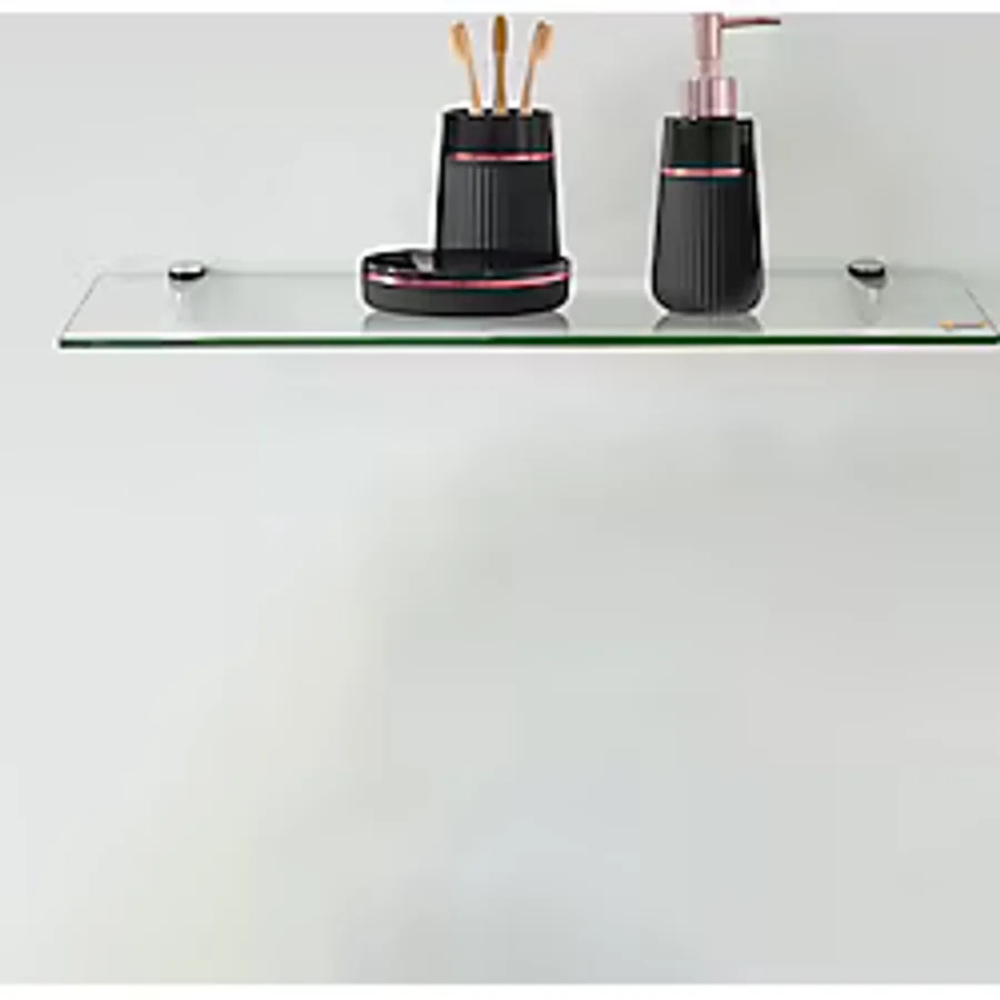 Cam Dolap Cam Etejer Rafı - Cam Raf - Banyo Rafı - Duvar Rafı - Mutfak Rafı 12x50cm Temperli Şeffaf Cam
