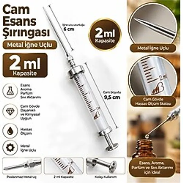 Cam Esans Şırıngası - 2 ml Metal Uçlu