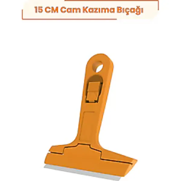 Cam Kazıma Bıçağı Jiletli Saplı 15 cm, 6,5 cm Geniş Uçlu Etiket, Yapışkan, Buz ve Kar Temizleme Aparatı, Ev, Vitrin ve Araç Camları İçin Ergonomik Pratik Cam Kazıyıcı Temizlik El Aleti