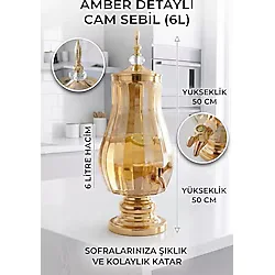 Cam Sebil - Yağlık, Şerbetlik, Sürahi - 6 Litre, 50 Cm-2