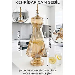 Cam Sebil - Yağlık, Şerbetlik, Sürahi - 6 Litre, 50 CM-3