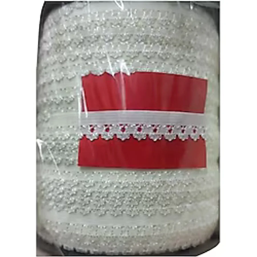 Çamaşır Lastiği Dantelli 1 Cm 75 Metre 1 Top Kırık Beyaz