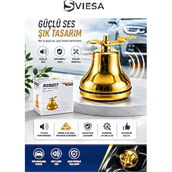 Çan Korna Pirinç Kaplama Güçlü Ses Evrensel 12v Araç Kornası