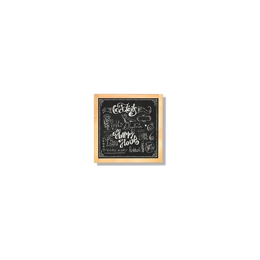 Çanakcı Ahşap Kara Tahta 60 cm x 60 cm İç Mekan Yazı Tahtası Dekoratif Duvar İçin - Naturel - 60cm X 60cm