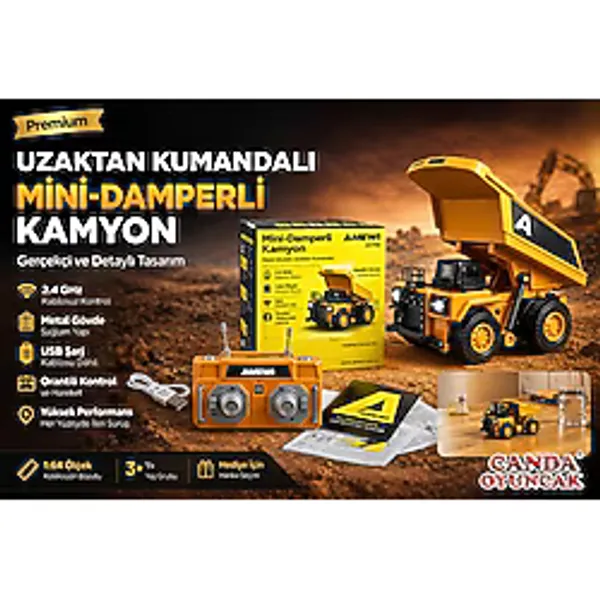 Canda Oyuncak 1/64 Şarjlı Mini Metal Kamyon Uzaktan Kumandalı - Sarı