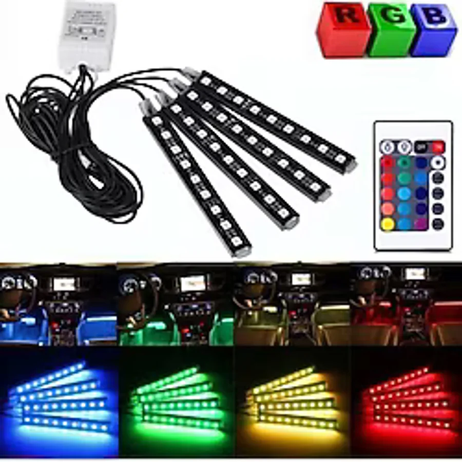 Canderel Kumandalı Araç Içi Ayak Altı Led Aydınlatma Rgb 9led Oto Şerit 12 Volt