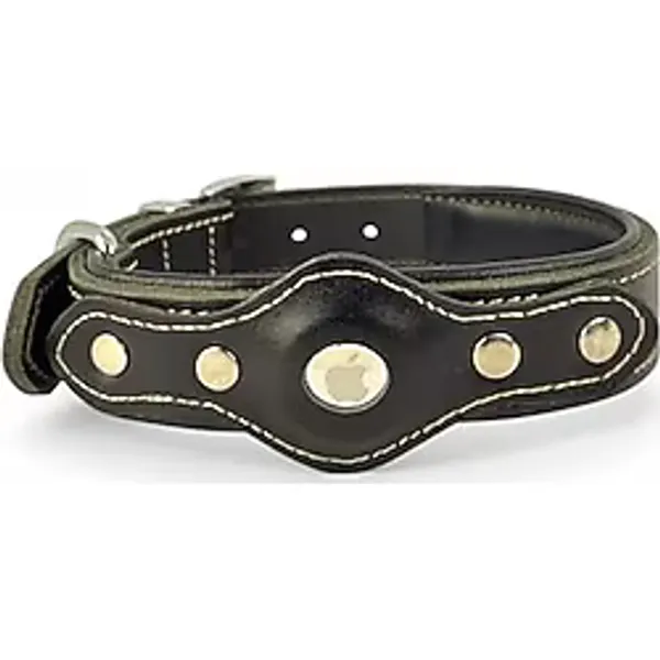 Canini Collar Hakiki Klasik Deri Airtag Uyumlu Köpek Tasması - Dayanıklı, Konforlu ve Şık Tasarım, Airtag Bölmeli Gerçek Deriden Köpekler İçin Tasma (Siyah, XS)
