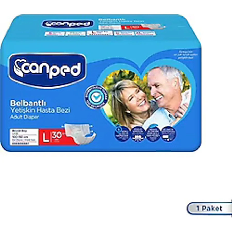 Canped Tekstil Yüzeyli Belbantlı Büyük Boy L 30'lu Hasta Bezi