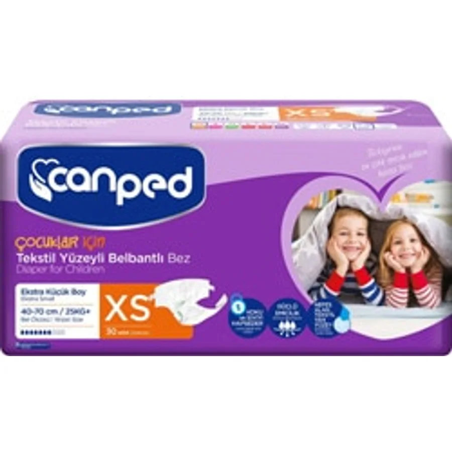 Canped Tekstil Yüzeyli Belbantlı Ekstra Küçük Boy XS 30'lu Çocuk Hasta Bezi
