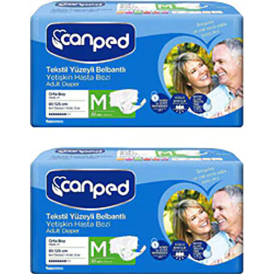 Canped Tekstil Yüzeyli Belbantlı Orta Boy M 30'lu 2 Adet Hasta Bezi