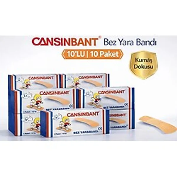 Cansinbant Bez Yarabandı 10 Lu 10 Paket 1,9 X 7,2 Cm Fabric First Aid Plaster