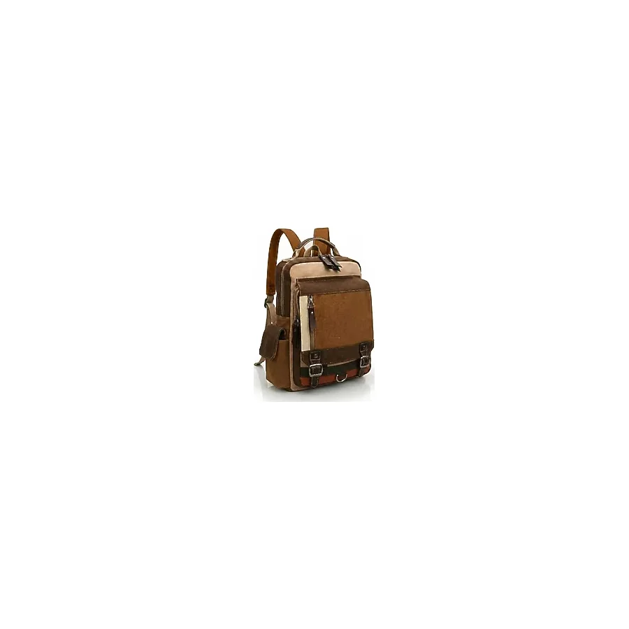 Cappadocia Vintage 4012 Çok Fonksiyonlu Sırt Çantası, 14 inç Laptop, Günlük, Postacı Çantası Yumuşak Dokulu Pamuk Gabardin (Kahverengi Kırmızı Sarı)