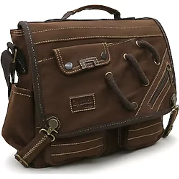 Cappadocia Vintage 4017 14 Laptop Postacı Okul Çantası Unisex Kilitli Çok Cepli Omuz Askılı Çanta (Kahverengi)