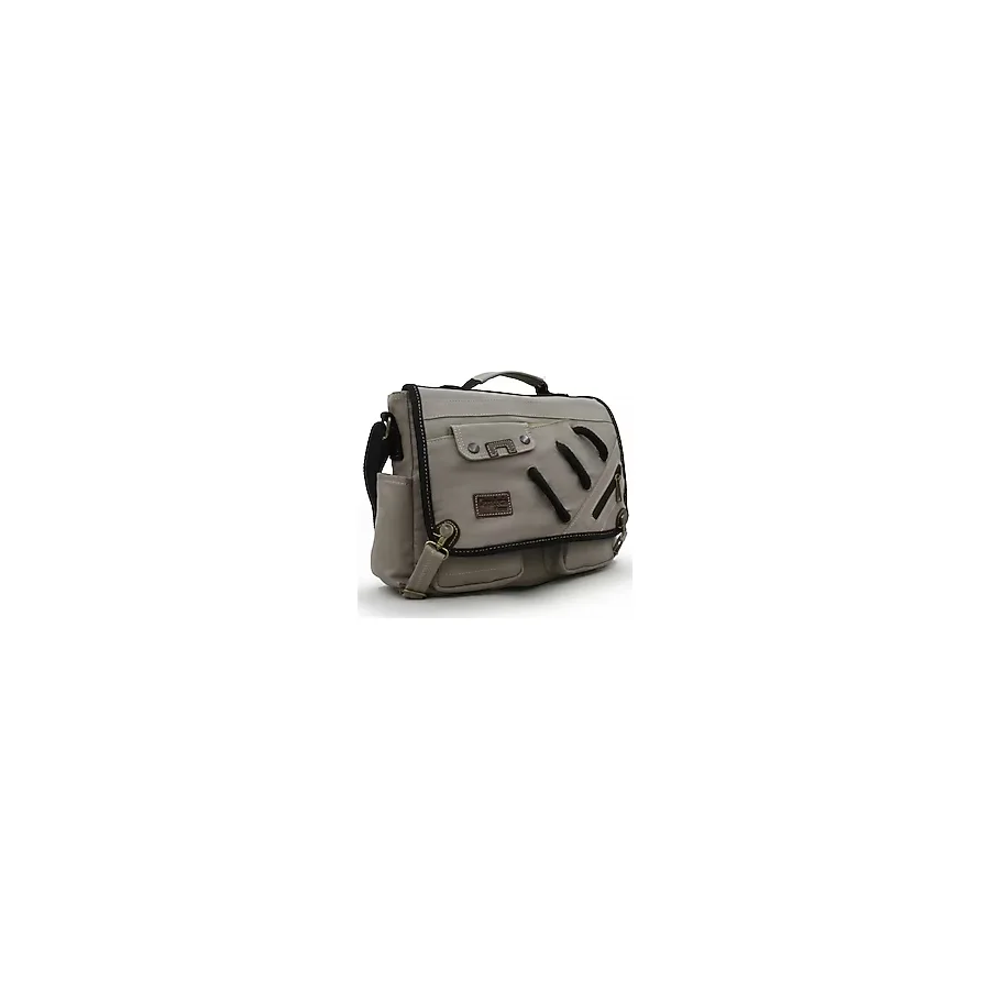 Cappadocia Vintage 4017 Açık Gri 14" Laptop Kanvas Postacı Okul Çantası Unisex Kilitli Çok Cepli Omuz Askılı
