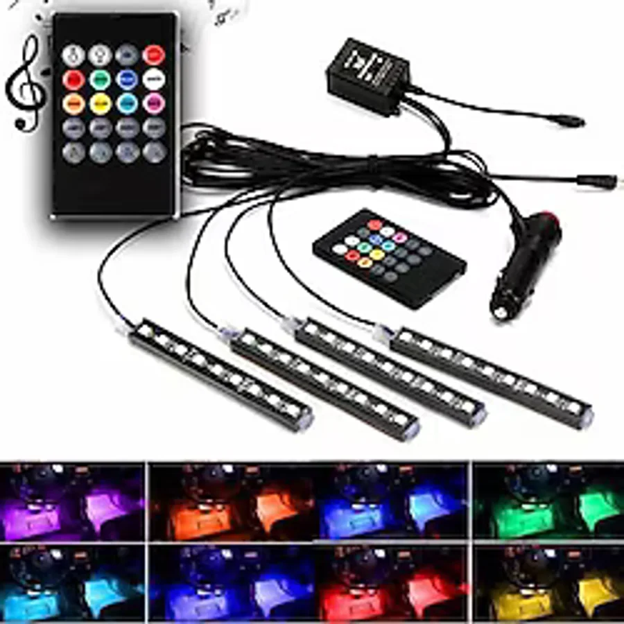 Car And More 4 Parçalı Uzaktan Kumandalı Ayak Altı Aydınlatma 12 Led Çok Renkli Araba Ledi Teknoşık