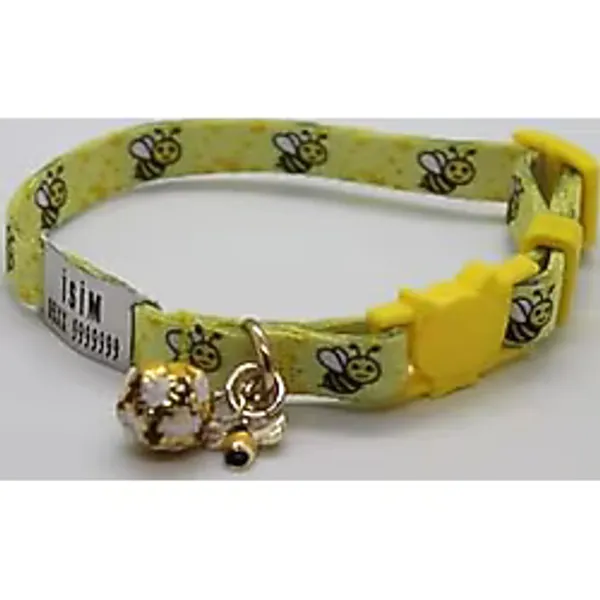 caramelos Güvenlik Kilit İsimli Kedi Tasması-Sallanmayan İsimlik-Çelik Kedi Künyesi- Kedi isimlik-Safety Click DESEN-4-Tek Ebat