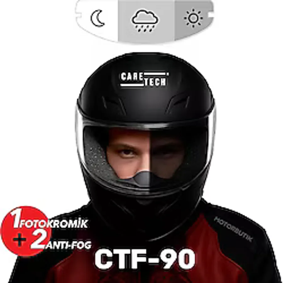 Caretech Buğu Önleyici CTF-90 Motosiklet Kask Cam Fotokromik Film