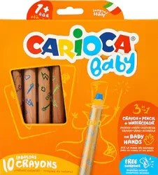 Carioca Baby 3 in 1 Ahşap Gövdeli 10'lu Jumbo Kuru Boya Seti