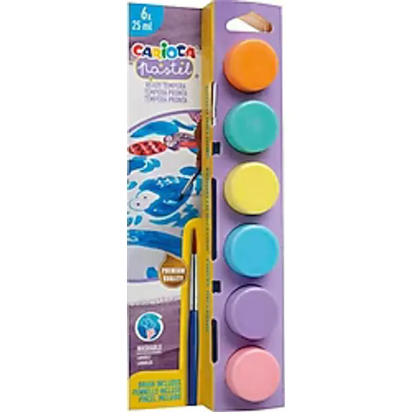 Carioca Süper Yıkanabilir 25 ml 6 Pastel Renk Tempera Sulu Boya