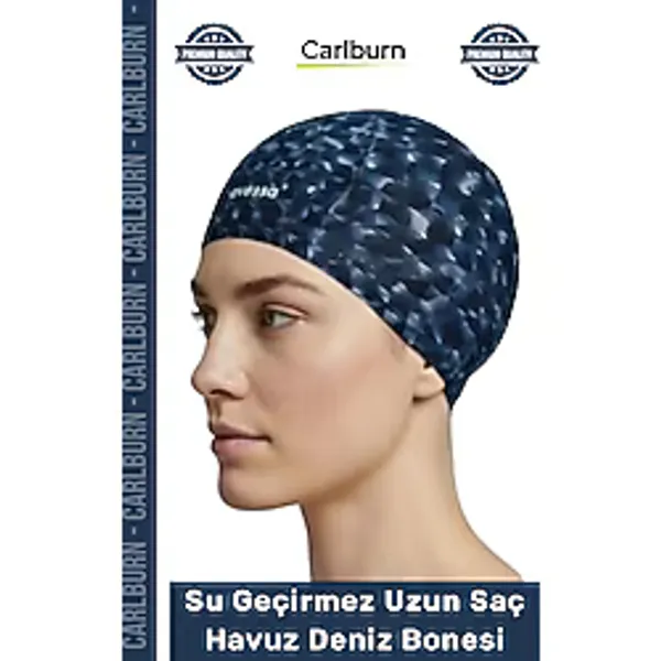 Carlburn #Bone Uzun Saç Kaymaz Su Geçirmez Sızdırmaz Yüzücü Havuz Deniz Bonesi Elastik Bez Yüzme Şapkası