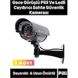 Carlburn Özel Ev Apartman Bahçe İş Yeri Gece Görüşlü Pilli Ledli Caydırıcı Sahte Güvenlik Kamerası 2'li Set